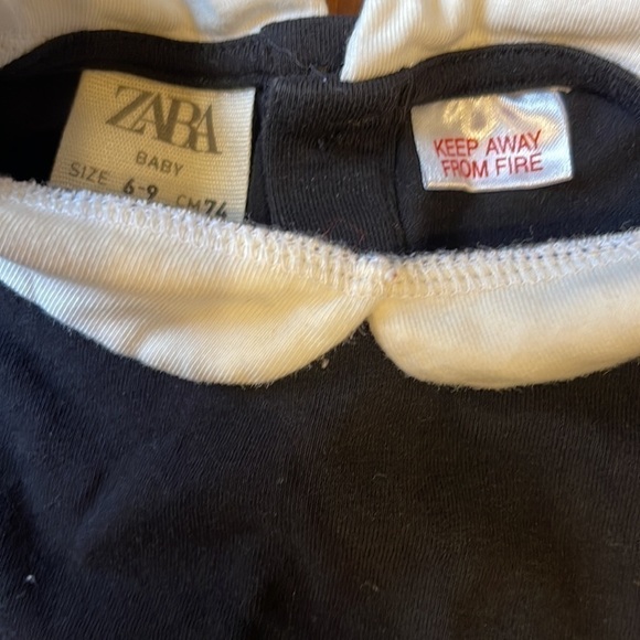 Zara baby girls 6-9 month dress shirt with button up back in black and white - Picture 2 of 4